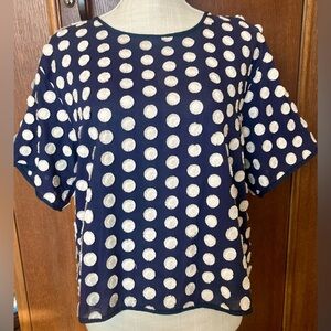 Madewell Blouse, Navy Blue with Embroidered Flowers, sz Medium